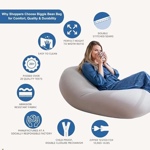 Biggie Bean Bag Chair with Beans Filled 4XL Comfort Fusion Bean Sofa–Designed for Relaxation–Finished with Stylish Appeal with Free Cushion & Footrest (Matching Color : Leatherette Brown) 5