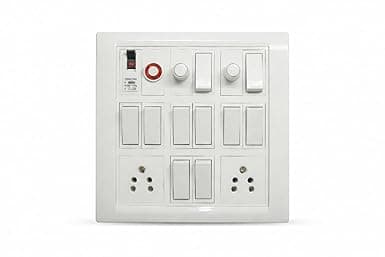 10 Switch Surface Mount Board with 2 Fan Regulators, MCB, Indicator, 2x5A Sockets, White, Heavy Duty PVC