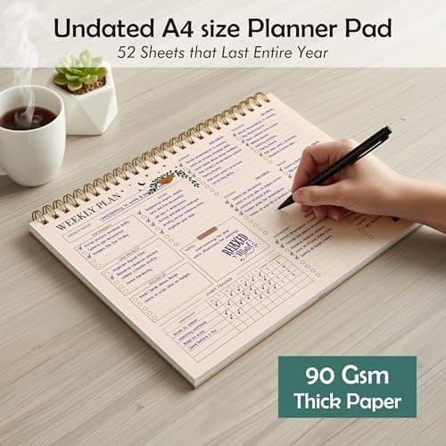 Zaslan Weekly Planner with Habit Tracker – Undated To-Do List Notepad for Priorities & Goals | 52 Tear-Off Sheets | 8.5” x 11” (A4 Size) Desk Planner 2