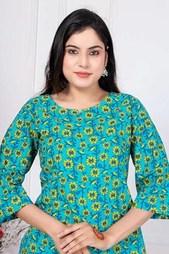 Women's Cotton Printed Co-ord Set | Stylish Kurta Pant Set | Soft Breathable Floral Co-Ordination Wear | Trendy Ethnic Outfit for Daily, Casual & Festive Comfort (Rama-XX-Large) 5