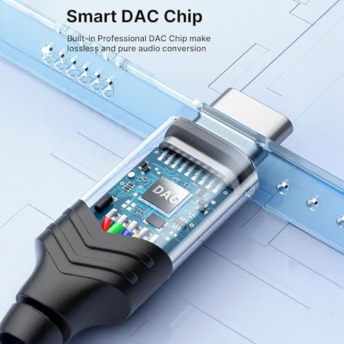 eller santé® SonicArc Type C to 3.5 mm Jack Digital Audio DAC 24bit/96KHz 3.5mm Connector Aux Cable,Headphone,Earphone USB C Converter/Adapter for Samsung, Oneplus, iPhone 17/16/15,Other Phone-Blue 2
