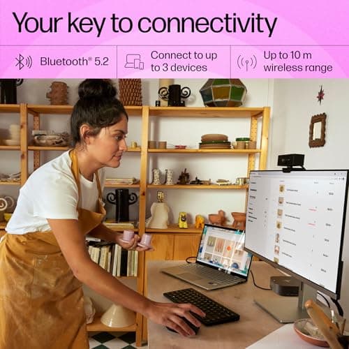 HP 350 Compact Multi-Device Bluetooth Wireless Keyboard; Spill Resistant; Swift Pair; OS Auto-Detection, LED Indicator, Battery Life Up to 24 Months, 3 Years Warranty 3