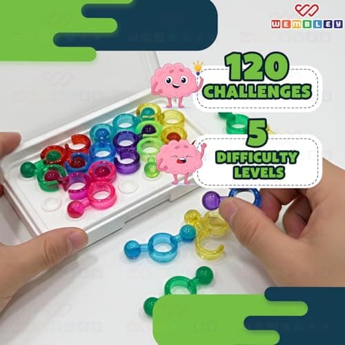 Wembley Brain Puzzle Game for Boys & Girls 7–14 Years | Logic & Mind Puzzle Toy | 120 Challenges Brain Teaser | Travel Friendly Indoor Game | Birthday Gift 2