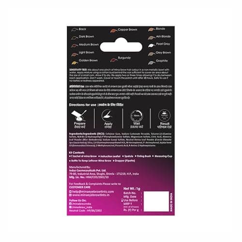 MinaiBrow Henna-Based Eyebrow Colour | Eyebrow Pencil Alternative for Smudge Proof Brows | Easy Application | Even Coverage | Long-Lasting Colour That Stays Up to 7 Days (Dark Brown, 1G) 2