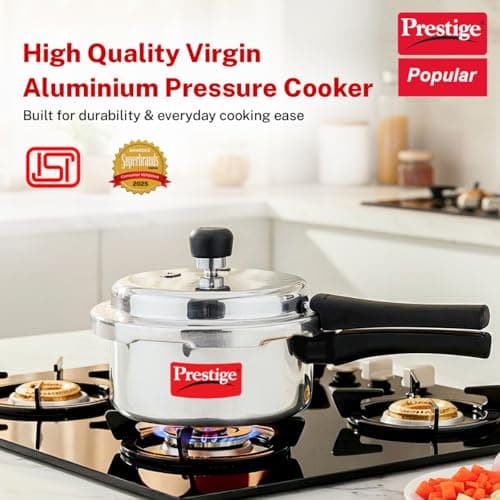 Prestige 2 Litre Aluminium Popular Outerlid Pressure Cooker | Virgin Aluminium| Gas Compatible|Controlled Gasket Release System|5 years warranty|ISI Certified 2