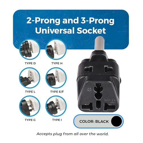 Orei India to South Africa, Botswana, Namibia & More (Type M) Travel USB Adapter Plug - 2 in 1 - Ce Certified - Rohs Compliant - Black Color (Db10L-Blk) 3