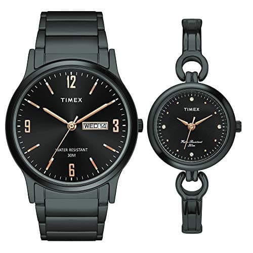 TIMEX Classics Analog Watch for Unisex with Black Round Dial & Black Stainless Steel Bracelet Band Water Resistant Unisex Wrist Watches - TW00PR264