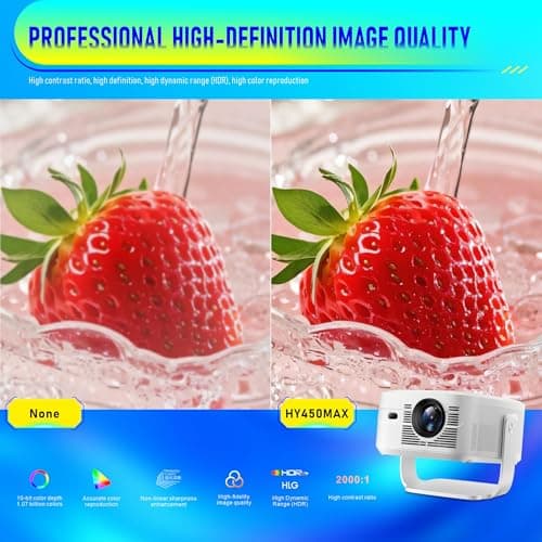 HY450Max Smart Mini Projector with Android 14, Native 1080P Full HD, 4K & 8K 30FPS Video Support, 14000 Lumens, Auto Focus & Keystone, WiFi 6 BT 5.4, Portable LED Projector for Home Theater (HY450MAX) 5