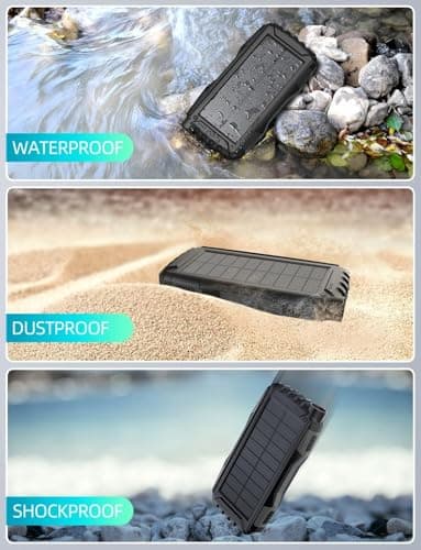 Solar Charger Power Bank 42800mAh, Portable Charger, Solar Power Bank,External Battery Pack 5V3.1A Qc 3.0 Fast Charger Built-in Super Bright Flashlight (Black) 5