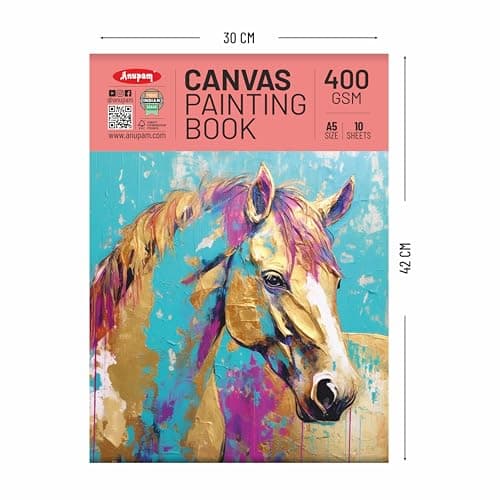 Anupam Canvas Painting pad 100% Cotton Acrylic Gesso Primed with Acid Free Paper 10 Sheets 400 GSM for Acrylic and Oil Painting (A5) 2