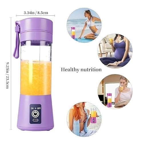 MAKE A WISH 6 Blade Portable Electric Mini USB Bottle Juicer Blender, Rechargeable Hand Juicer, Fruit Juice Maker Portable Blender For Smoothie And Juices(Multi Colour) PACK OF 1 2