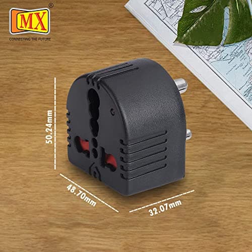 MX 2-Pack 3-Pin Universal Travel Adapter with Child Safety Shutter & Indicator – Converts US, UK, and Other Plugs to India, 5A to 15A Power Adapter 5