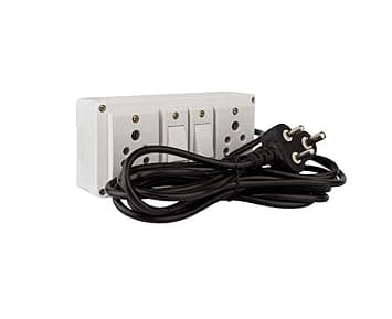 Plastic Extension Board Electrical Switch Boards 2 Sockets and 2 Switches Long Wire Power Strip (8 Meter Wire)