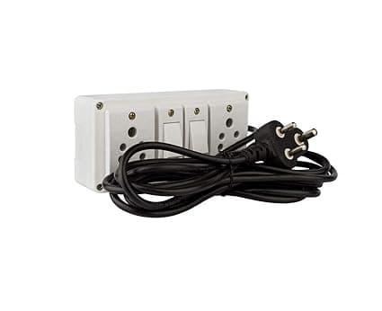 Plastic Extension Board Electrical Switch Boards 2 Sockets and 2 Switches Long Wire Power Strip (8 Meter Wire)