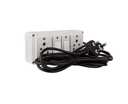 Plastic Extension Board Electrical Switch Boards 2 Sockets and 2 Switches Long Wire Power Strip (8 Meter Wire)