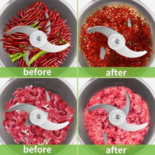 edtepy 2-Speed Electric Food Chopper & Processor – Stainless Steel Bowl, High & Low Speed Settings & 4 Sharp Blades – Ideal for Kitchen Chopping, Mincing & Mixing & Preparation ( 3 Liters, Pack of 1) 3