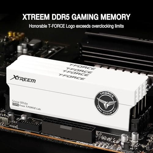 TEAMGROUP T-Force XTREEM DDR5 Ram 48GB (2x24GB) 8000MHz PC5-64000 CL38 M-DIE Desktop Memory Module Ram for Intel XMP 3.0 & AMD Expo Compatible White FFWD548G8000HC38EDC01 2