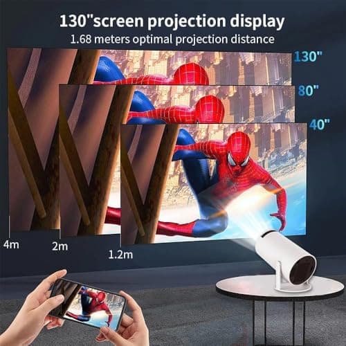 Mini Projector with Wifi6 and Bluetooth, 15000L Native 1080P Outdoor Portable Movie Projector, 210° Rotation 4k Support for iOS/Android/TV Stick/HDMI/Laptop 3