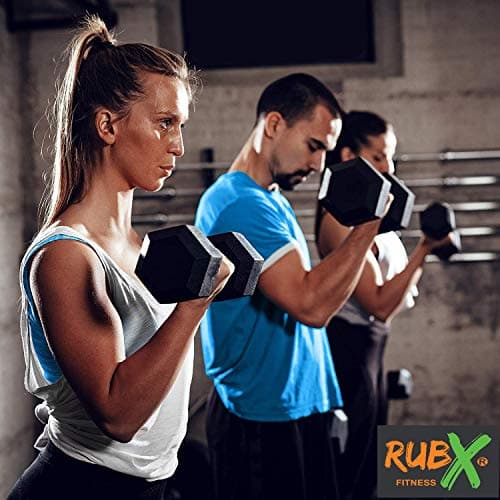RUBX Rubber Coated Professional Exercise Hex Dumbbells (Pack Of 2) 5 Kg X 2Pc (Total = 10 Kg), Silver 5