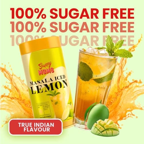 Guppy Moms Masala Iced Lemonade Premix | Sugar-Free Refreshing Drink Mix | Tangy Lemon with Indian Spices | Healthy Drink & Easy to Make | 200g Pack (Up to 20 Servings) (Pack of 1) 2