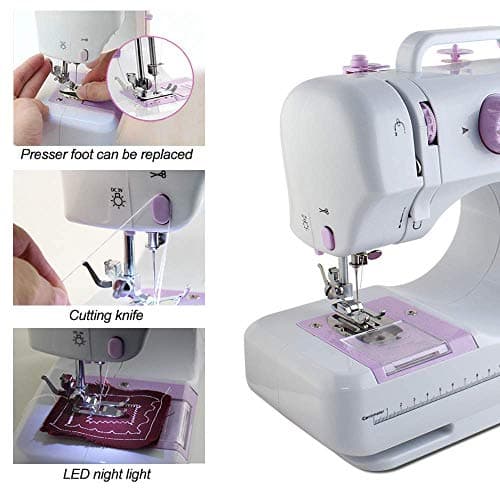 TMY Mini Sewing Machine for Beginner, Portable Machine,12 Built-in Stitches Small Double Threads and Two Speed Multi-Function Mending with Foot Pedal Kids, Women (TMYPP28) 2