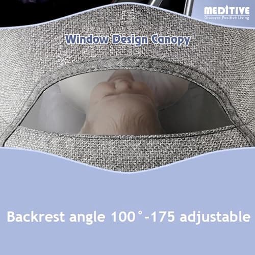 MEDITIVE Lightweight Baby Stroller, Baby Pram with Easy Folding, Fully Reclining, Sun Canopy - Easy Travel Kids Buggy Suitable from Birth to Approx. 4 Years - Blue 3