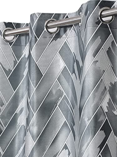 Home Sizzler 2 Pieces Geometrical Panel Eyelet Polyester Long Door Curtains - 8 Feet, Blue 2