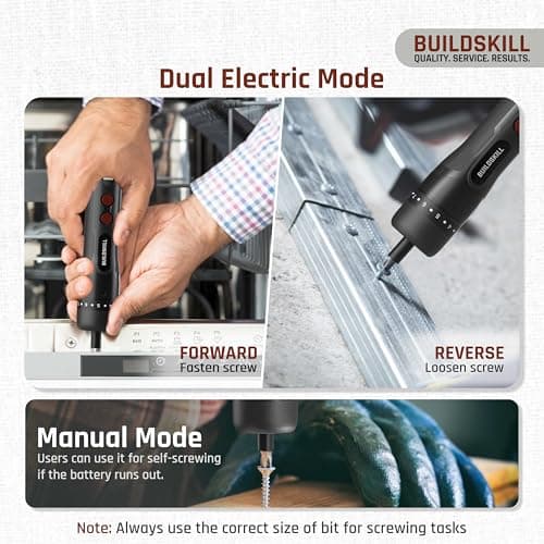 BUILDSKILL 8V cordless screwdriver set - 31 pieces | S2 & CR-V magnetic bits & chuck | forward & reverse function | 1600mAH battery | USB C type charging cable - ideal for DIY & professional use 6