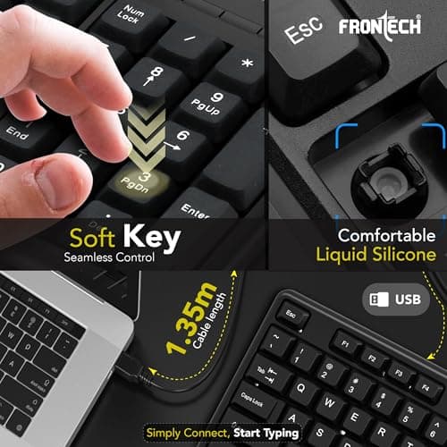 FRONTECH Wired USB Keyboard and Mouse Combo with 104 Keys, 3-Button Mouse, and 1000 DPI Optical Sensor.(KB-0012) 6