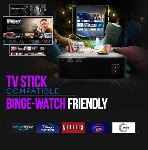 E Gate i9 Pro-Max 4X Brighter Bluetooth Projector 4k Ultra HD,400 ISO Lumens & 840fc Mega Brightness, Full HD 1080p Native, 210" (534 cm) Screen | AV, VGA, HDMI, SD Card, USB, AUX, inbuilt Speaker 4