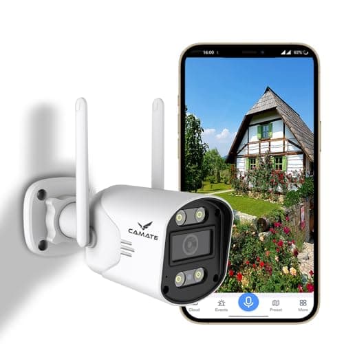 Camate Knight 3MP Wi-Fi Outdoor CCTV Camera | Two-Way Talk | Color Night Vision | Motion Detection Alerts | Supports 256GB SD Card | Weatherproof Security Camera for Home & Shop