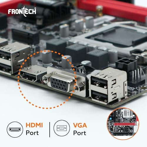 FRONTECH H110 Chipset Motherboard with 2xDDR4 RAM Slots LGA1151 Supports 6/7/8th (SKYlake), 14nm CPUs Processors | 2xUSB 3.0, 4xUSB 2.0 | 4xSATA Slots | NVME Slots, 1xPCIEX16, 1xHDMI, 1xVGA (FT-0475) 5