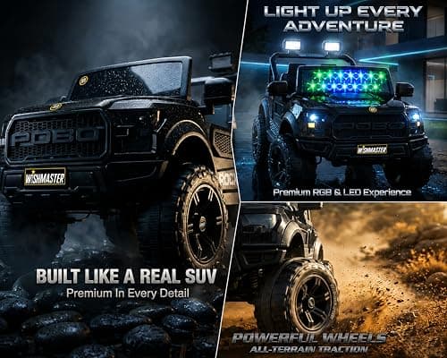 Wishmaster Driving 4 Motors with Bluetooth EV Jeeps for Kids 1, 2, 3, 4, 5, 6 Years | Remote + Steering + Mobile App Control | Ride on Car | Birthday Gift (Black) 4