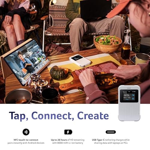 Acer Connect M6E 5G Mobile WiFi| WiFi 6E Hotspot 20 Devices| 2.4″ Touchscreen| Global 135+ Country Coverage| 8000 mAh Battery | IP68 Rugged | Enterprise-Grade Security | NFC Touch-to-Connect | Tri-SIM 4