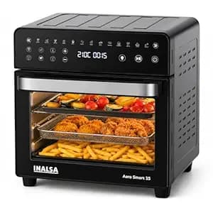 INALSA Air Fryer Oven 1700W|15L Large Capacity|Stainless Steel Interior|Non-Toxic Cooking|14-in-1 Functions,Fry,Bake,Grill,Dehydrate,Roast& Reheat|Rotisserie&Convection|Oil-Free Cooking,Aero Smart 15