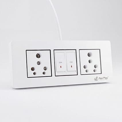 Electric Extension Board with Red Light Indicator Switches – 16A/20A + 16A/20A, Heavy Duty Power Strip, 2 Universal Chinese Clay Sockets, 2 Switches,2200W, 240V (White) (1616/15m)