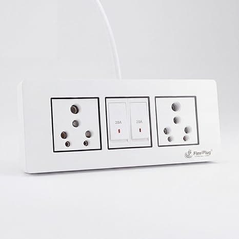 Electric Extension Board with Red Light Indicator Switches – 16A/20A + 16A/20A, Heavy Duty Power Strip, 2 Universal Chinese Clay Sockets, 2 Switches,2200W, 240V (White) (1616/15m)