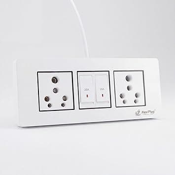 Electric Extension Board with Red Light Indicator Switches – 16A/20A + 16A/20A, Heavy Duty Power Strip, 2 Universal Chinese Clay Sockets, 2 Switches,2200W, 240V (White) (1616/15m)