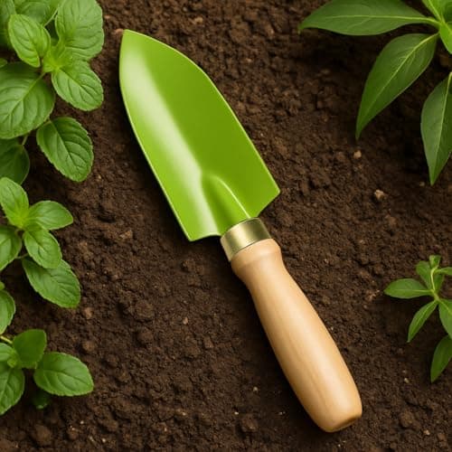 ecofynd Gardening Transplanter Hand Tool (Small Trowel with Wooden Handle), Home Garden Durable Plant Tool, Planting, Weeding, Pruning, Soil Maintenance, Farming Essential Kit (GT010)