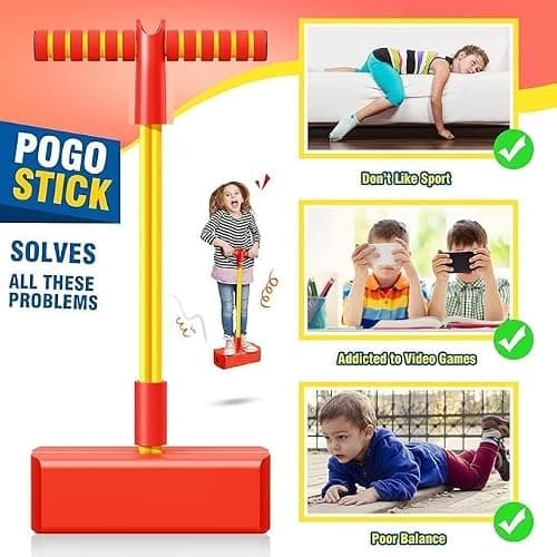 Toy Imagine Foam Pogo Jumper for Kids – Indoor & Outdoor Bouncing Toy for Boys & Girls | Fun Jumping Stick for Ages 3+ | Safe, Durable & Supports Up to 250 Lbs | Birthday Gift (Color May Vary) 3