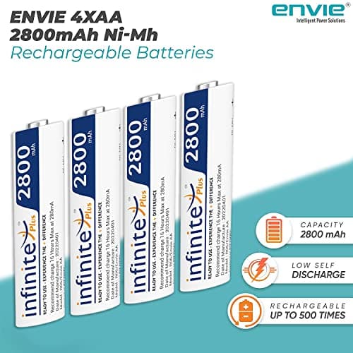 ENVIE® (ECR11MC + 2800 4PL) SprintX Ultra Fast Rechargeable Batteries Charger for AA & AAA Ni-MH with 4xAA2800mah Rechargeable Batteries, with Over Charge Protection 3