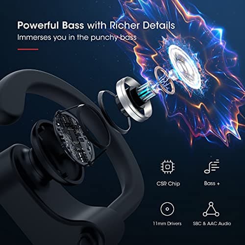 Redzoo Bluetooth Headphones V5.0, Flame Running Headphones w/16 Hrs Playtime, Bass+ HD Stereo Wireless Sports Earphones w/IPX7 Waterproof Earbuds in Ear for Workout, Gym w/CVC6.0 Noise Cancelling Mic 3