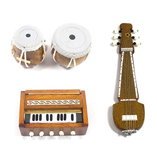 India Meets India Handicraft Miniature Fridge Magnets Set of 3, Refrigerator Magnets, Musical Instrument Miniature, Best Gifting Made by Awarded Indian Artisan