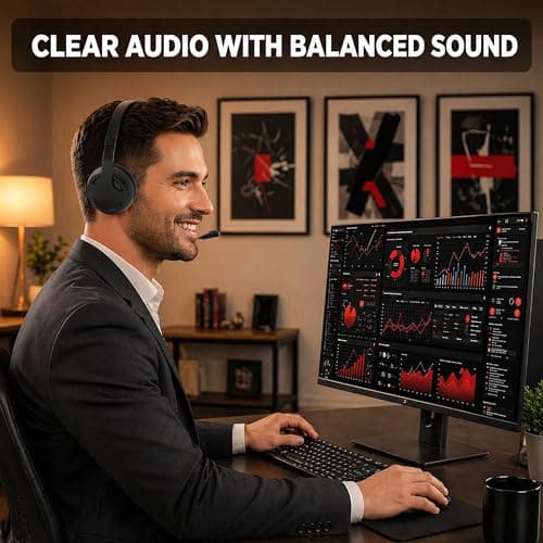 ANT Glory 10 Wired USB Headset, On Ear Headphones with Mic, Noise Cancelling Microphone, 40mm Drivers, Inline Mute/Volume Control,2m Cable for PC, Laptop, Zoom, Teams, Skype, & Home Office (Black) 5