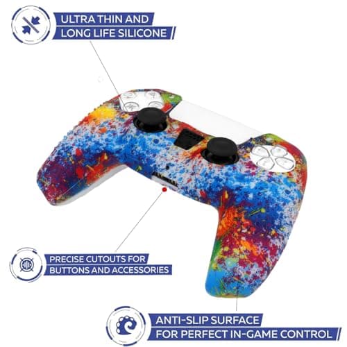 OIVO INDIA Colorful Controller Silicone Cover Case PS5 Controller Skin Anti Slip Protective Case Sleeve Compatible for Sony PlayStation 5 Controller (Pack of 2) 5