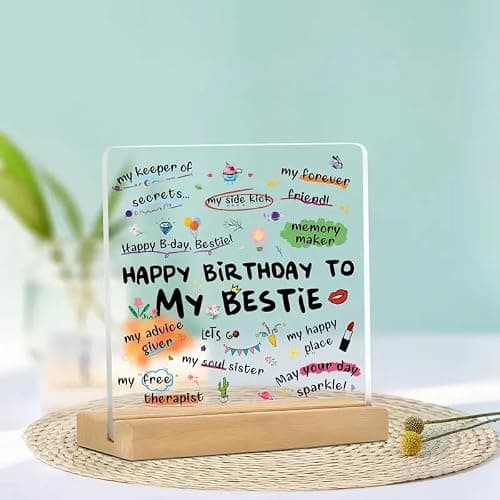 Bs amor Best Friend Birthday Gift Acrylic Plaque Incredible Gifts India Personalized Wooden Happy Birthday Frame For Him and Her Women 5x4 inch 2
