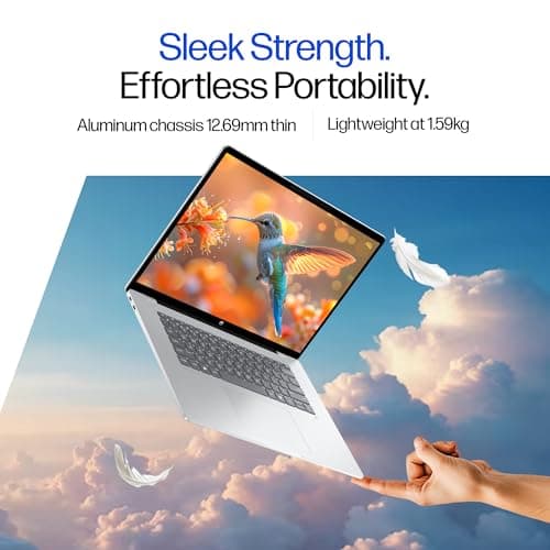 HP Omnibook 5 OLED (Previously Pavilion), Snapdragon X Processor (16GB LPDDR5x,1TB SSD) 2K OLED,16''/40.6cm, Win11, M365*Office24, Glacier Silver, 1.59kg, fb0001QU, Backlit, Next-Gen AI Laptop 4