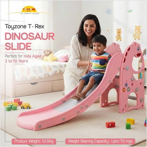 Toyzone B-Rex Dinosaur Slide for Kids | Baby Play Slide | Indoor & Outdoor Kids Slider | Easy Assembly | Safe Rounded Design | BIS Certified | Made in India | Kids Slide for 2-10 Years, Upto 70 kgs 2
