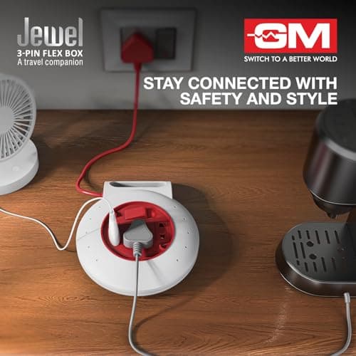 GM Jewel 3046 – 3‑Socket 3‑Pin Flex Box, 4 m Heavy‑Duty Cord with Handle, LED Indicator & Safety Shutters 2