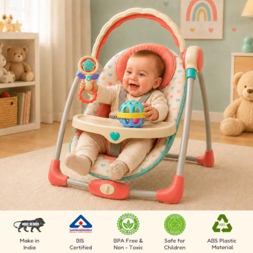 Innovitoy Premium 2 Pcs Baby Rattle & Star Teether Toy Set for 0 to 12 Months | BPA Free, Non-Toxic Silicone + ABS Plastic | Soft Sound Sensory Toy for Teething Relief & Early Development | 5